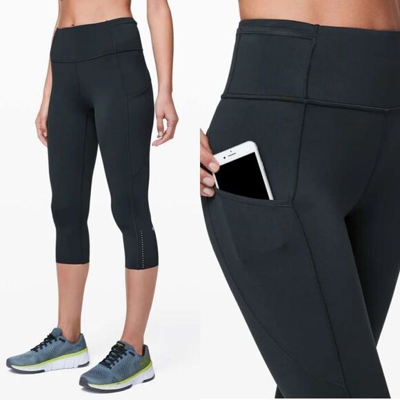 Lululemon Fast & Free Crop II Leggings 19” Grey Size 4 - Picture 1 of 8